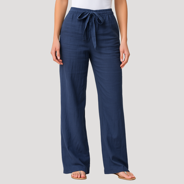 Women's Linen Wide Leg Drawstring Trousers