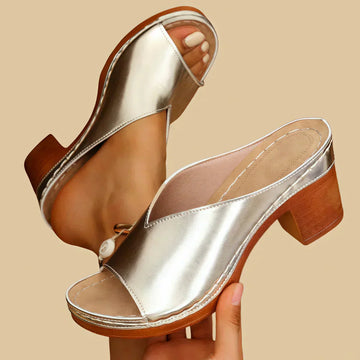 Women's Orthopedic Open Toe Block Heel Mules - Platform Sole