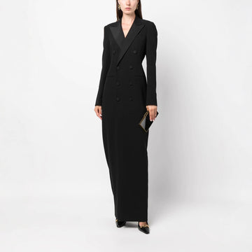 Women's Maxi Dress Double-Breasted Blazer Style