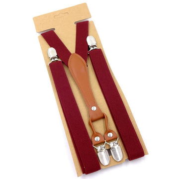 Classic Men’s Suspenders with Leather-Look Accent – Adjustable Y-Back Style