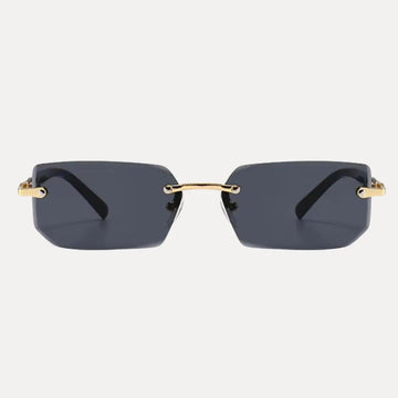 Men's Rimless Rectangle Sunglasses - Gold Metal Frame