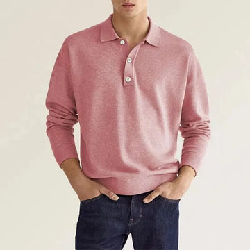 Men’s Half Buttoned Long Sleeve Polo Shirt – Smart Casual Essential