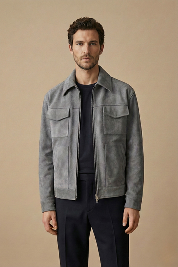 Men’s Relaxed-Fit Zip Jacket – Utility Pocket Design for Everyday Wear