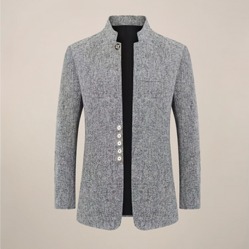 Men’s Stand Collar Jacket – Modern Single-Breasted Jacket with Pockets