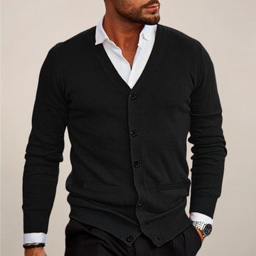 Men’s V-Neck Button Cardigan – Smart Casual Layer for Office & Evenings