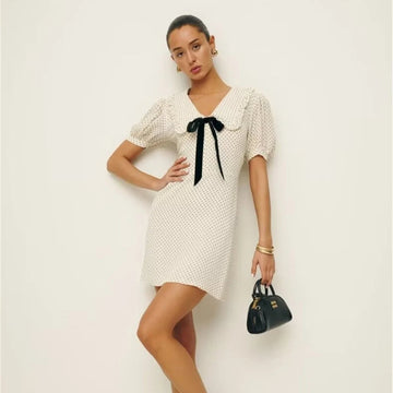 Polka Dot Mini Dress – Puff Sleeve Vintage Summer Dress for Women