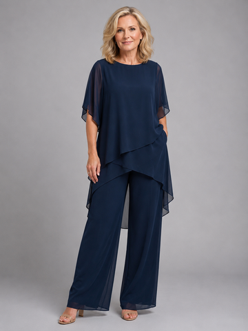 Women's Chiffon Two-Piece Set Wide Leg