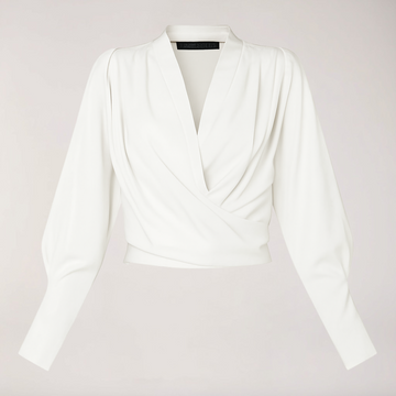 Women's Blouse with V-neck and Puff Sleeves