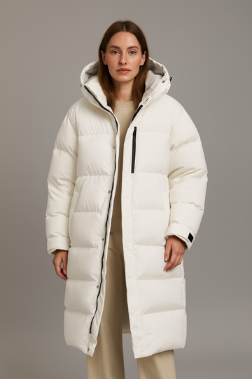 Women’s Longline Puffer Coat – Hooded Ultra-Warm Winter Outerwear