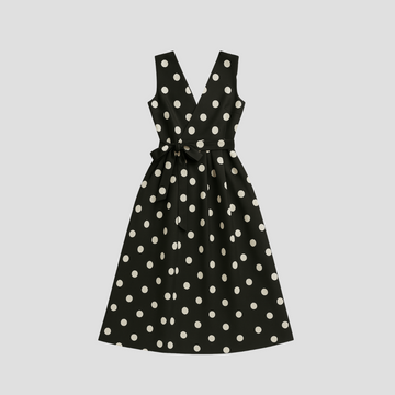 Women’s Polka Dot Midi Dress – Wrap Front, Tie Waist, Sleeveless