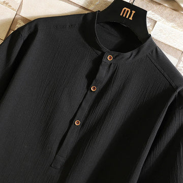 Men's Henley Top and Elasticated Drawstring Shorts Set