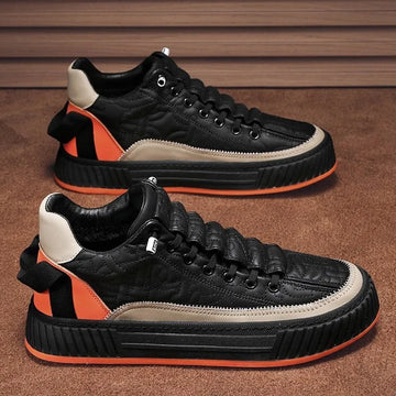 Men's Quilted Platform Sneakers - Lace Up Low Top Trainers