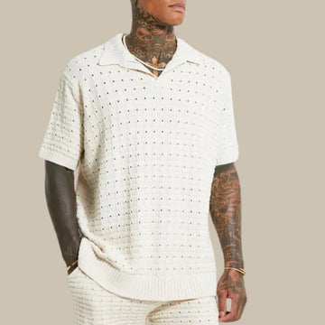 Men's Textured Polo Shirt Relaxed Fit